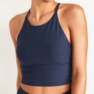 Old Navy PowerSoft Longline Sports Bra Crop top Navy Blue L